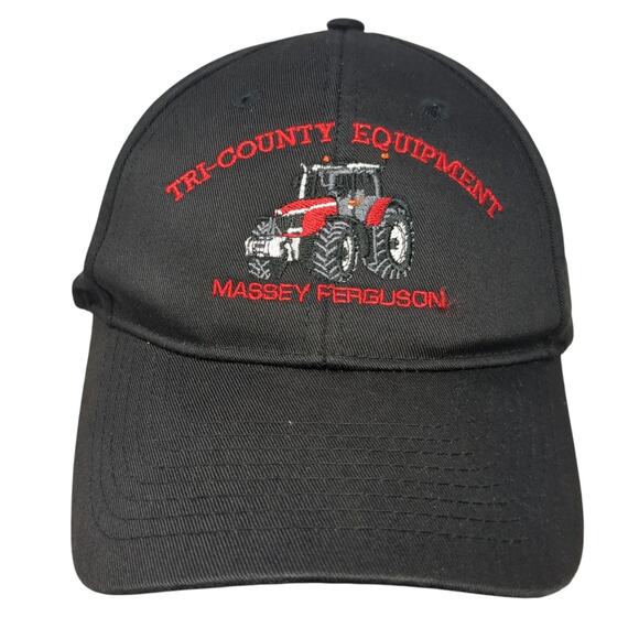 Tri-Country Equipment Massey Ferguson Baseball Cap Black One Size 6 Panel Nissin - Picture 1 of 9